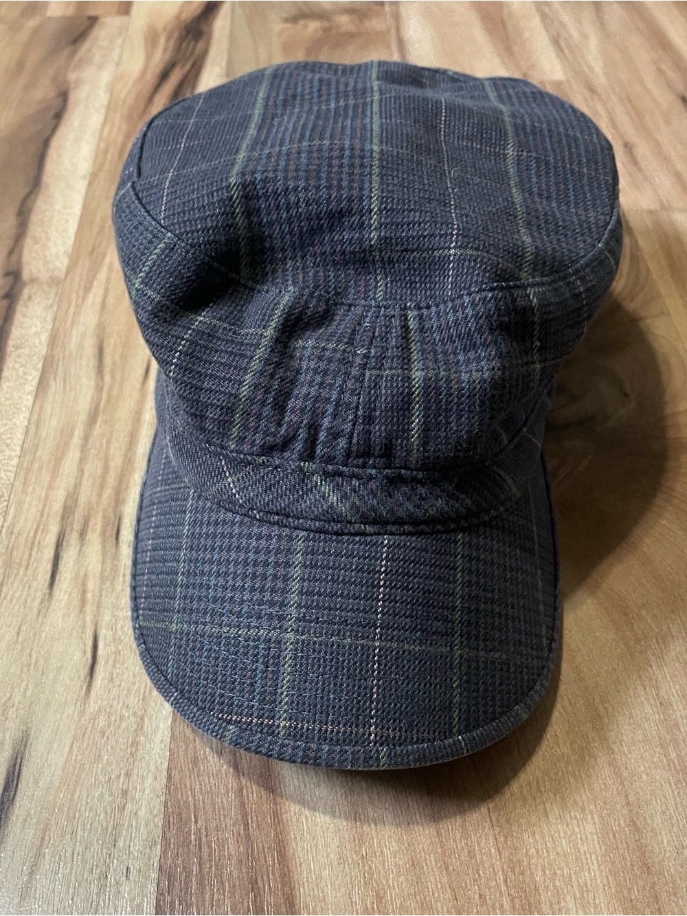 Vurt "Vurt" Script Plaid Flat Cap Cotton Blend Scally Driving Hat Small